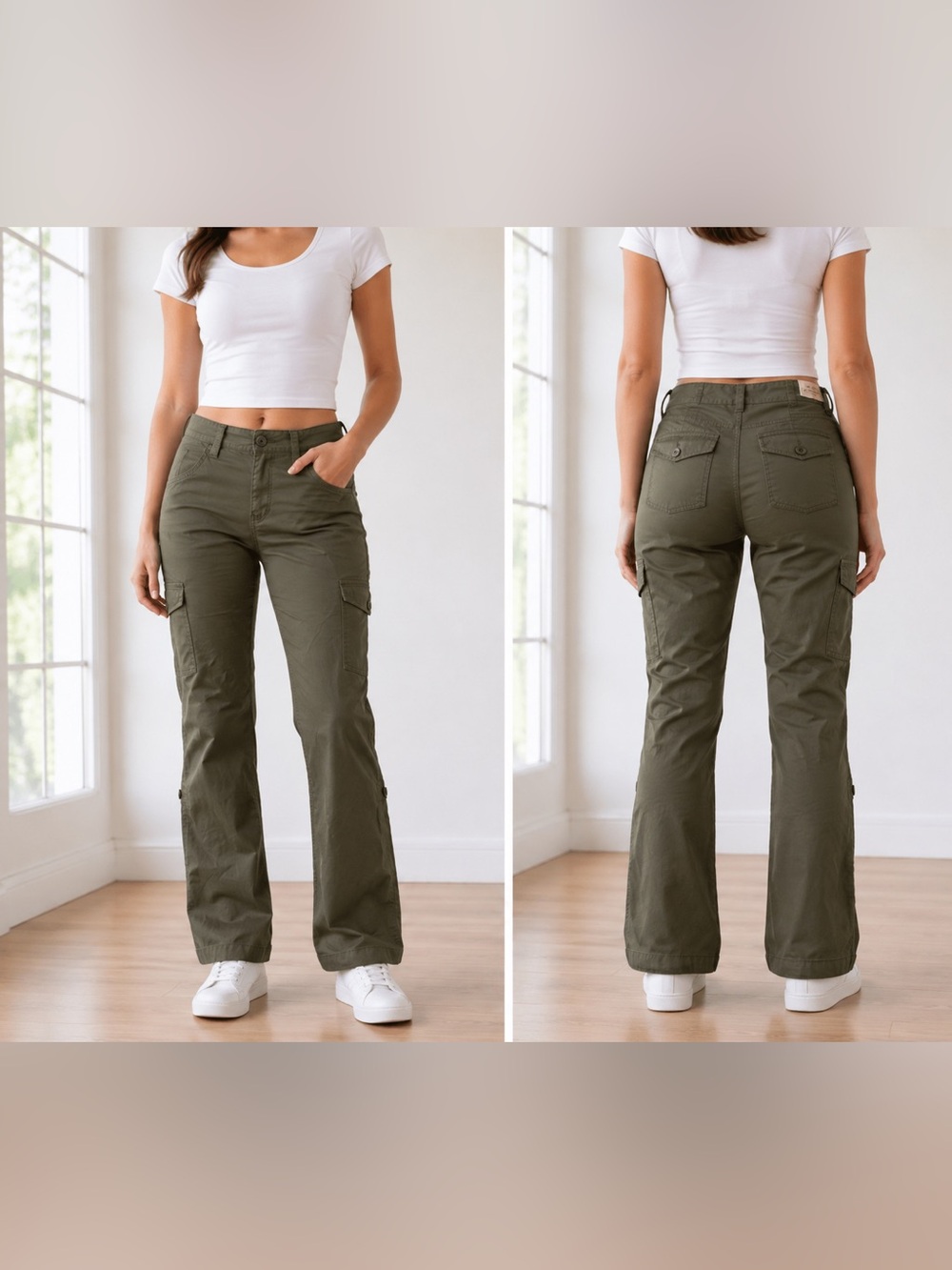 Natural Reflections Olive Green Cargo Pants/Convertible Women size 18